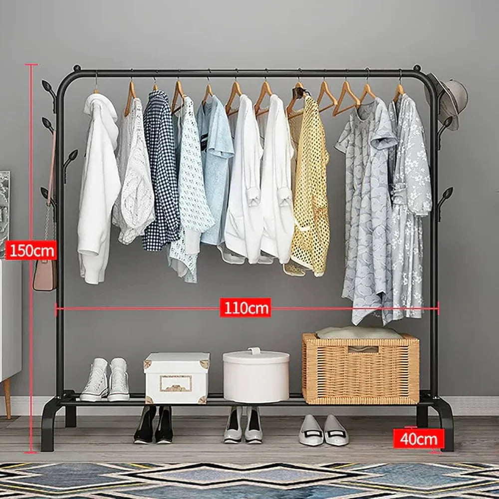 Heavy-Duty Clothes Rack with Shelf | 150x110x40 cm